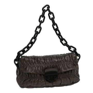 Prada Vintage - Gathered Nappa Leather Chain Tote Bag - Brown