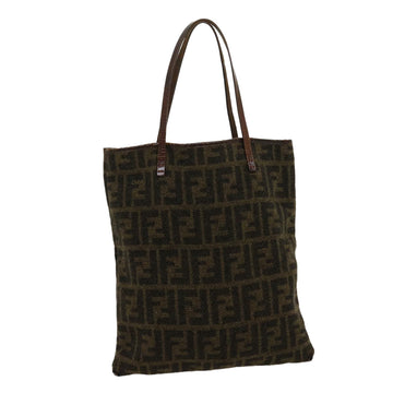 FENDI Zucca Canvas Tote Bag Wool Brown Auth am2733g