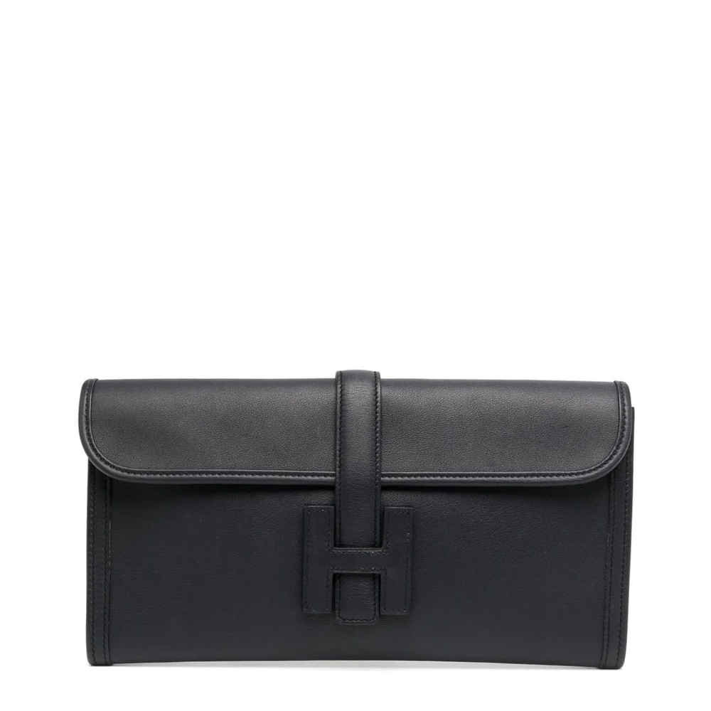 Pre-owned Hermes Black Leather Elan Jige 29 Clutch Bag
