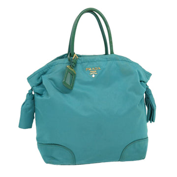 PRADA Hand Bag Nylon Turquoise Blue Auth hk434