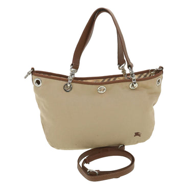 BURBERRY Shoulder Bag Canvas 2way Beige Auth hk628