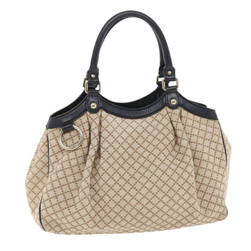 GUCCI Diamante Hand Bag Canvas Leather Beige 211944 Auth hk789