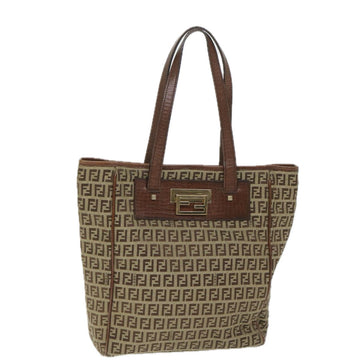 FENDI Zucchino Canvas Tote Bag Beige Auth hk887