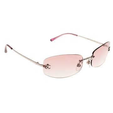 Chanel Pink Tinted CC Logo Rimless Sunglasses 4002