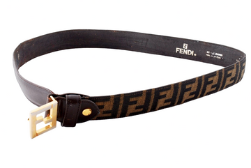 Fendi Zucca Pattern Logo Gold FF Belt