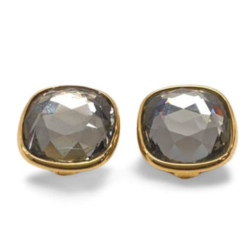 CELINE Vintage diamond cut glass earrings with golden crown base