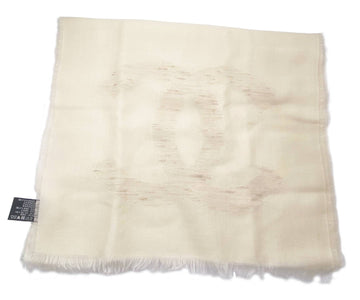 CHANEL Ivory CC Cashmere Blend Light Scarf