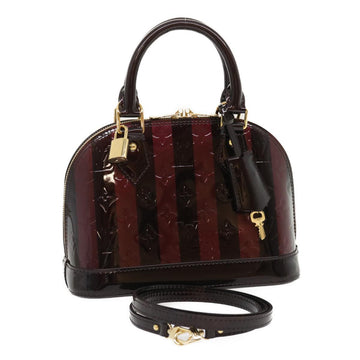 Louis Vuitton LOUIS VUITTON Handbag Diagonal Shoulder Bag Monogram Verni Alma  BB Patent Leather Red Gold Women's