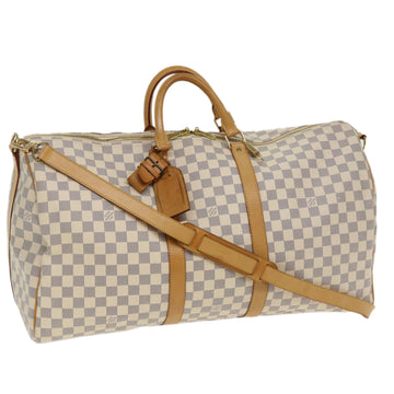 LOUIS VUITTON Damier Azur Keepall Bandouliere 55 Boston Bag N41429 Auth jk3019