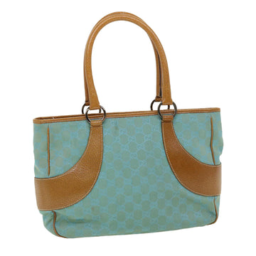 GUCCI GG Canvas Tote Bag Light Blue Brown 113011 Auth ki2206