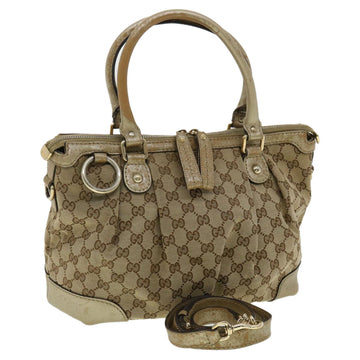 GUCCI GG Canvas Shoulder Bag 2way Beige Auth ki2405