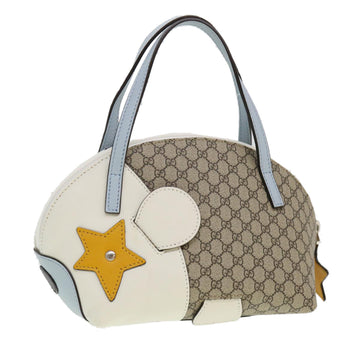 GUCCI GG Canvas Bear Hand Bag PVC Leather Beige Auth ki2797