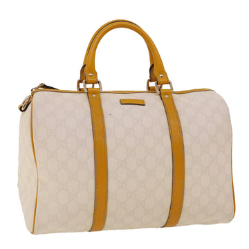 GUCCI GG Canvas Boston Bag PVC Leather White Yellow 193603 Auth ki2920