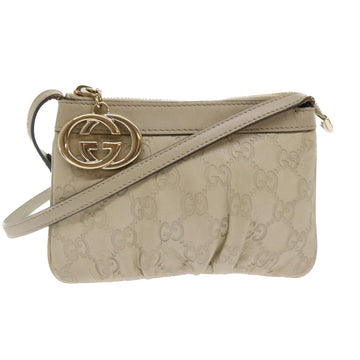 GUCCI GG Canvas Shoulder Bag White 212216 Auth ki3158