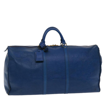 LOUIS VUITTON Epi Keepall 60 Boston Bag Blue M42945 LV Auth ki3195