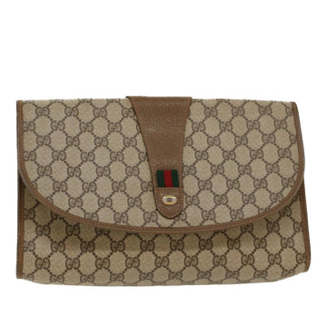 GUCCI GG Canvas Web Sherry Line Clutch Bag Beige Red Green 89.01.031 Auth ki3202