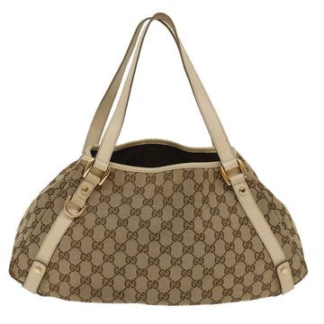 GUCCI GG Canvas Abbey Tote Bag Leather Beige 130736 Auth ki3249