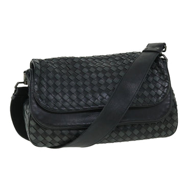 BOTTEGA VENETA INTRECCIATO Shoulder Bag Leather Black Auth ki3312