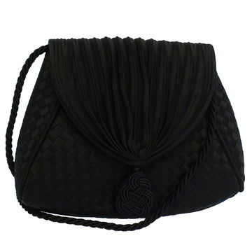 BOTTEGA VENETA INTRECCIATO Shoulder Bag Satin Black Auth ki3350