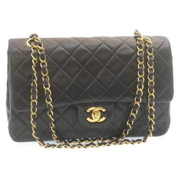 CHANEL Matelasse Chain Flap Classic Shoulder Bag Lamb Skin Black Auth lt323A