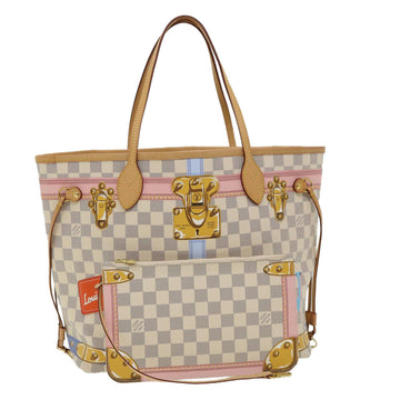 LOUIS VUITTON Damier Azur Summer Trunk Neverfull MM Hand Bag N41065 Auth lt633A