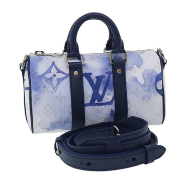 LOUIS VUITTON monogram water KeepallXS Hand Bag 2way Blue M45761 LV Auth lt642A