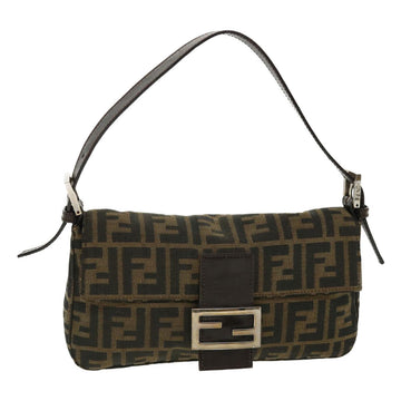 FENDI Zucca Canvas Mamma Baguette Shoulder Bag Brown Auth lt692