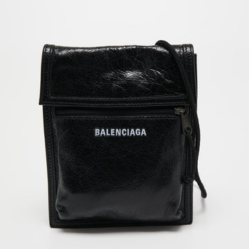 Balenciaga Black Leather Explorer Crossbody Bag