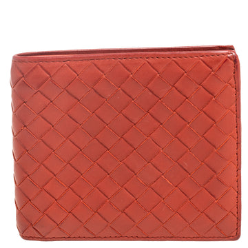 Bottega Veneta Orange Intrecciato Leather Bifold Wallet