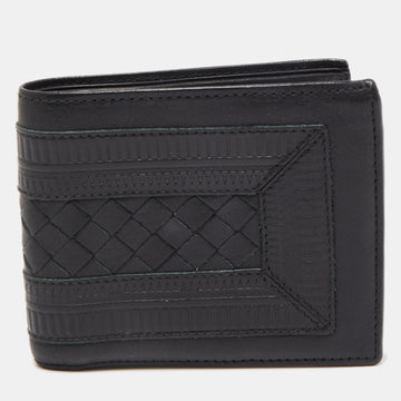 BOTTEGA VENETA Black Intrecciato Leather Bifold Wallet