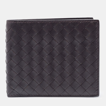 BOTTEGA VENETA Dark Brown Intrecciato Leather Bifold Wallet