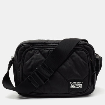 Burberry Black Quilted Canvas and Leather Paddy Crossbody Bag