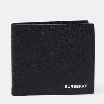 Burberry Black Grained Leather Bifold Wallet