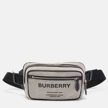 Burberry Grey/Black Canvas and Leather West Belt Bag