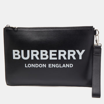 Burberry Black Leather Edin Zip Pouch