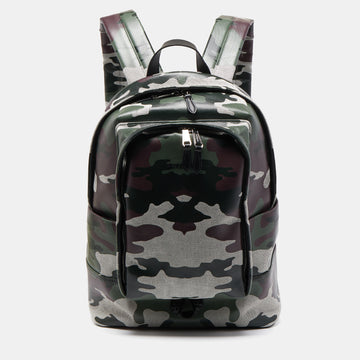 BURBERRY Green Camouflage Coated and Canvas Large Jack Backpack