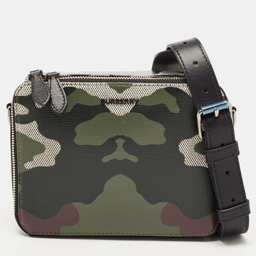 BURBERRY Green Camo Print Canvas Sutton Crossbody Bag