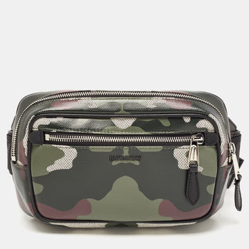 BURBERRY Green Camo Print Canvas West Belt Bag