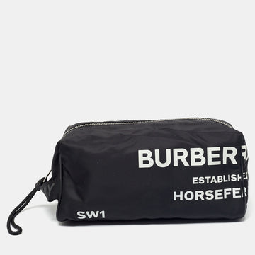 Burberry Black Nylon Horseferry Print Wash Bag