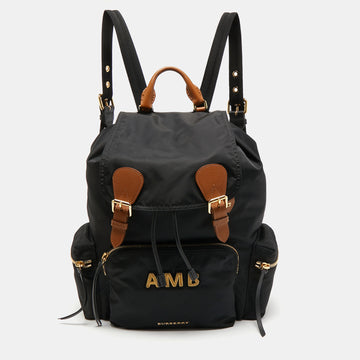 Burberry Black Nylon Rucksuck Backpack w/AMB Embroidered