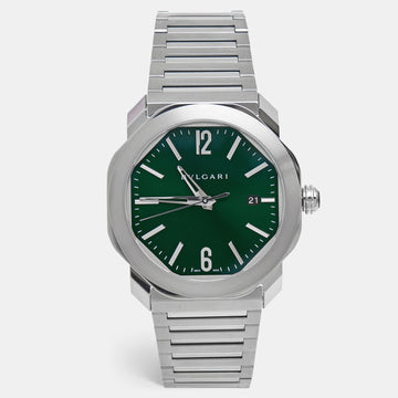 BVLGARI Green Stainless Steel Octo Roma 102963 Men's Wristwatch 41 mm