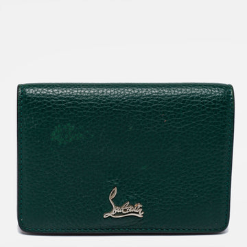 CHRISTIAN LOUBOUTIN Green/Red Leather Flap Card Case