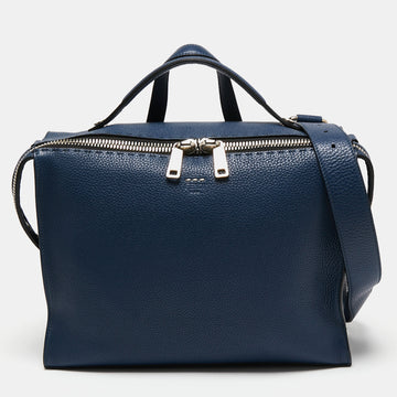 Fendi Blue Selleria Leather Lui Briefcase