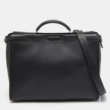 Fendi Black Selleria Leather Peekaboo ISeeU Briefcase
