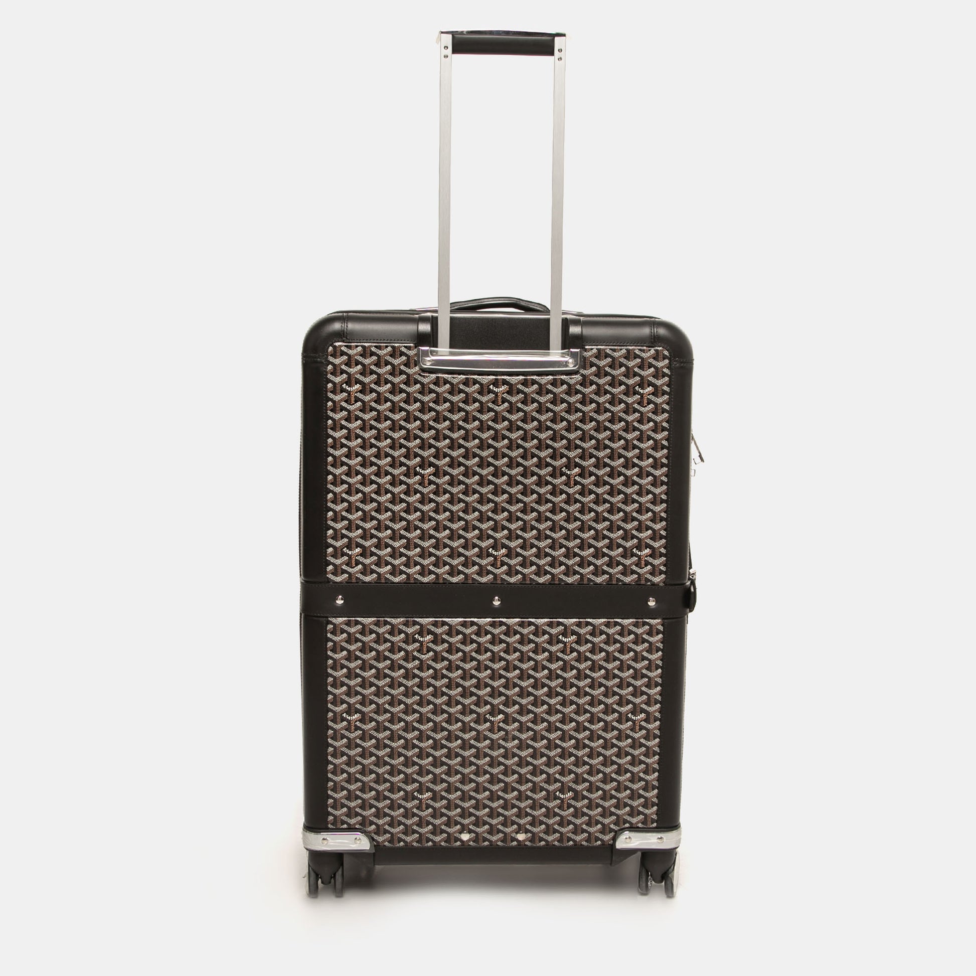 Rolling suitcase in goyardine and black leather, address…