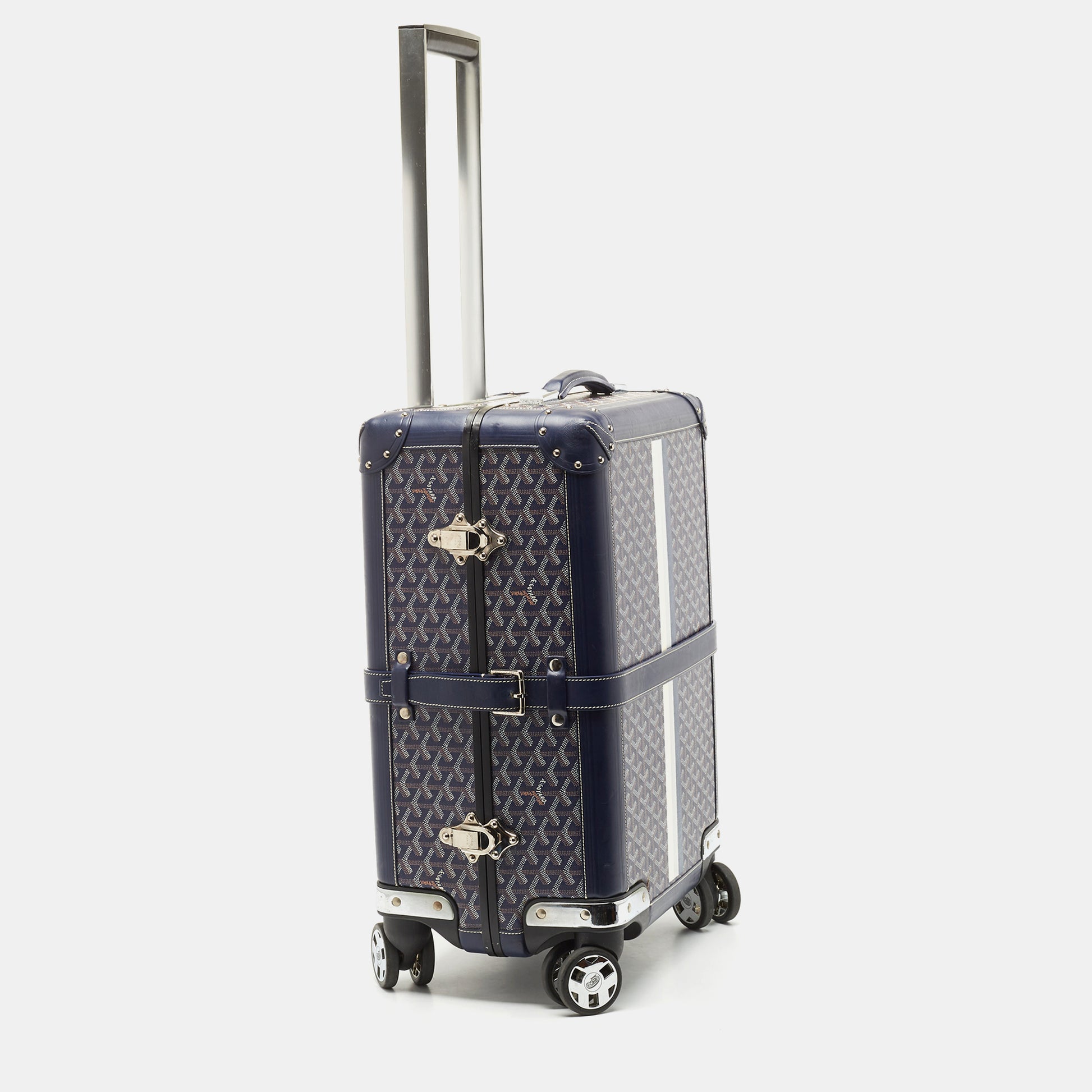 Goyard Bourget PM Trolley Case Wheeled Travel Luggage Carry on Rolling  Suitcase Black Goyardine Canv