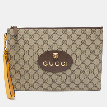 GUCCI Beige GG Supreme Canvas Neo Vintage Pouch