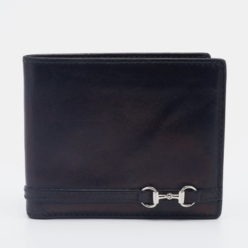 Gucci Black Leather Horsebit Bifold Wallet