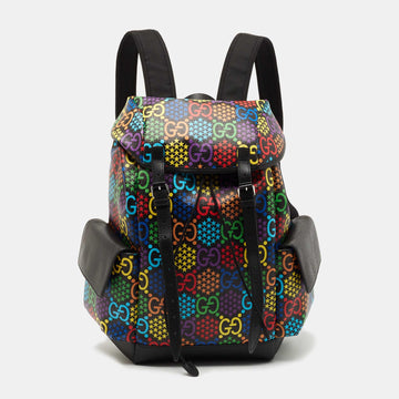 Gucci Multicolor GG Psychedelic Coated Canvas and Leather Backpack