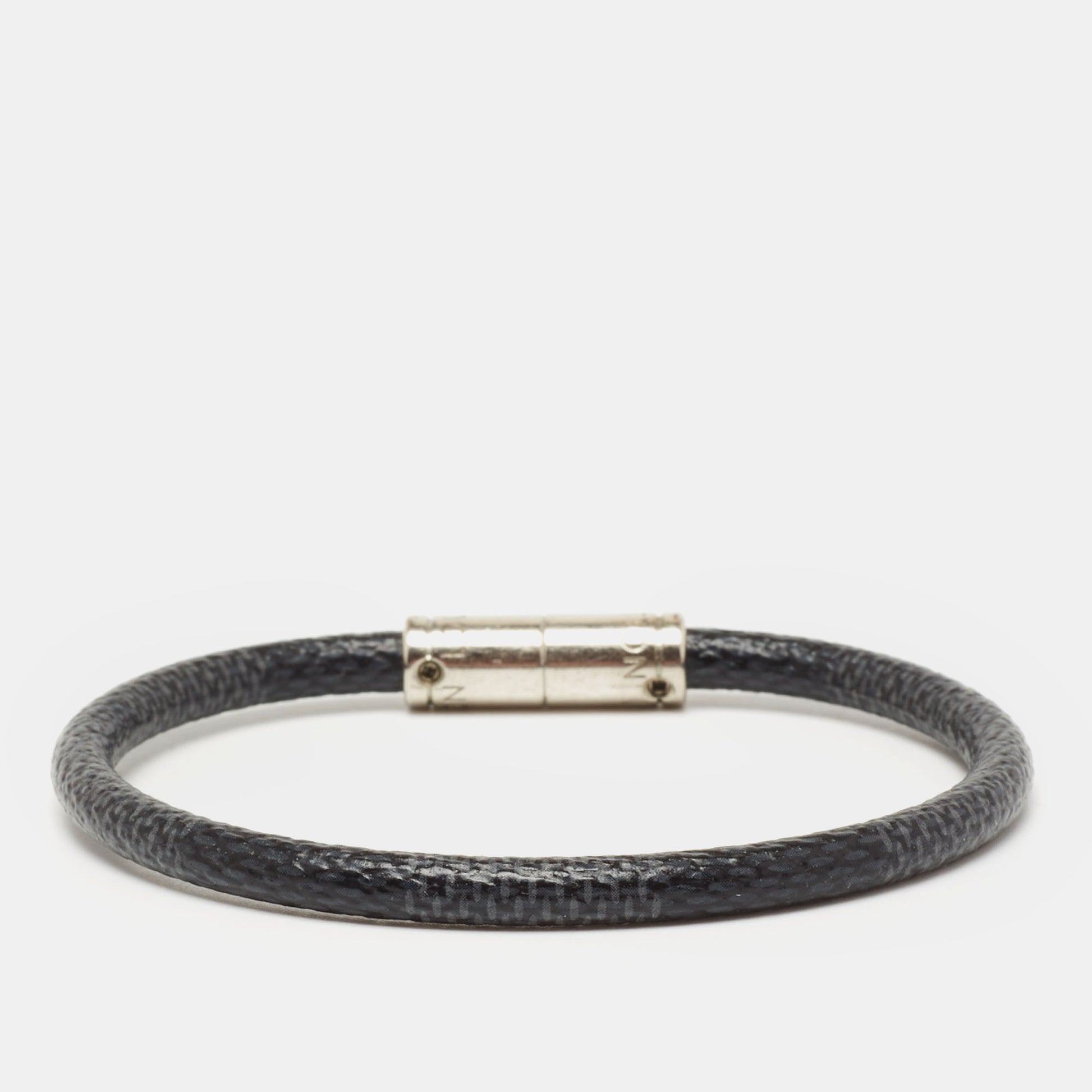 Louis Vuitton Keep It Men'S Damier Canvas Monogram / Damier Graphite  Engraved Lock Bracelet M6140E